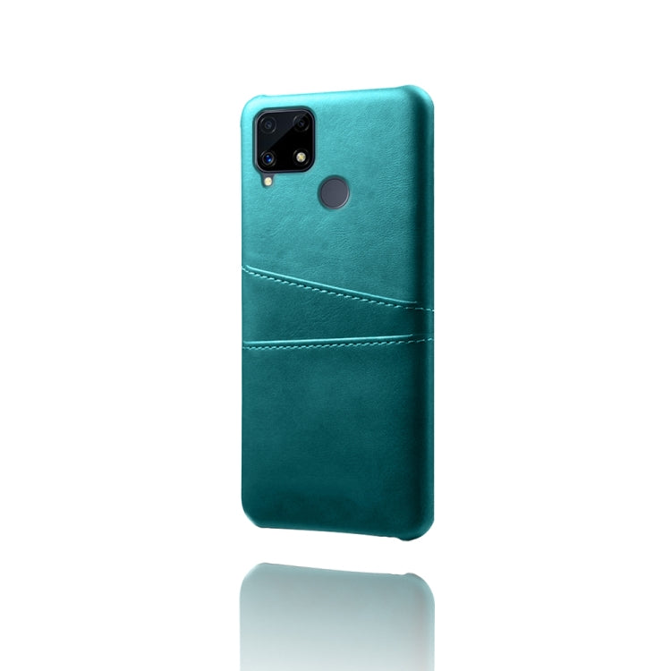 For OPPO Realme C25 Calf Texture PC + PU Leather Back Cover with Dual Card Slots