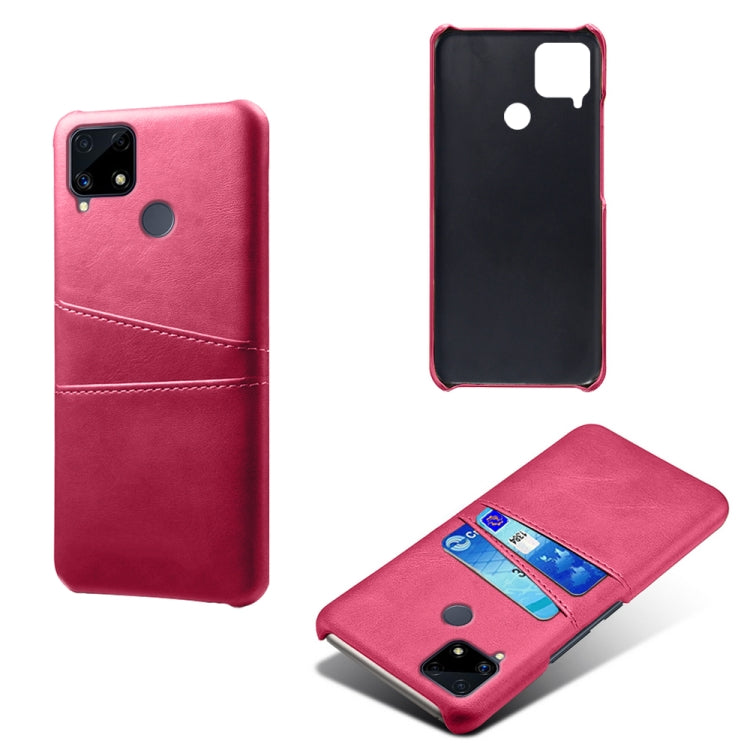 For OPPO Realme C25 Calf Texture PC + PU Leather Back Cover with Dual Card Slots