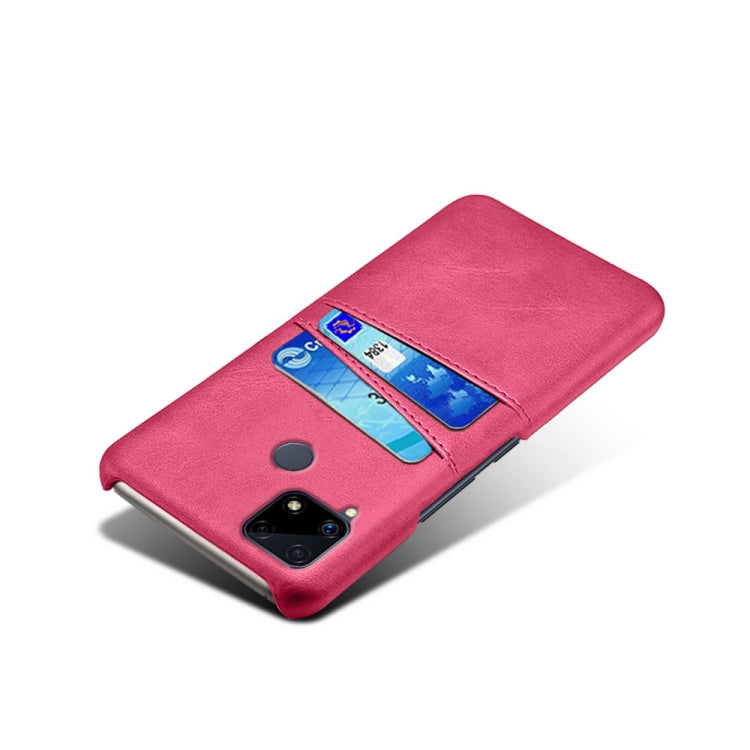 For OPPO Realme C25 Calf Texture PC + PU Leather Back Cover with Dual Card Slots