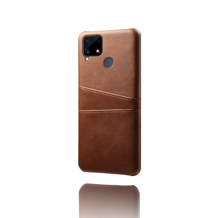 For OPPO Realme C25 Calf Texture PC + PU Leather Back Cover with Dual Card Slots