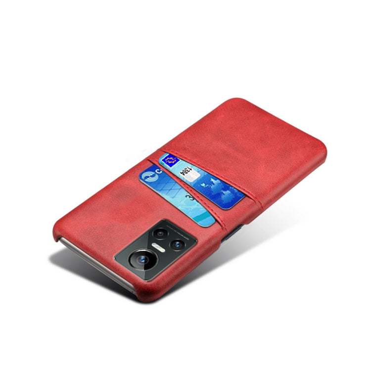 For OPPO Realme GT Neo3 Calf Texture PC + PU Leather Back Cover with Dual Card Slots