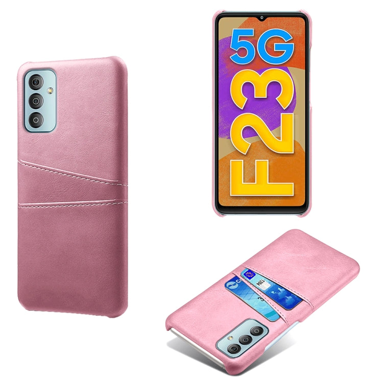 For Samsung Galaxy F23 5G Calf Texture PC + PU Leather Back Cover with Dual Card Slots