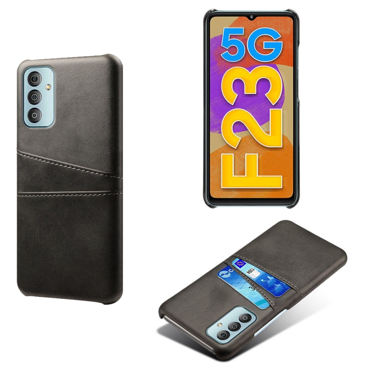 For Samsung Galaxy F23 5G Calf Texture PC + PU Leather Back Cover with Dual Card Slots