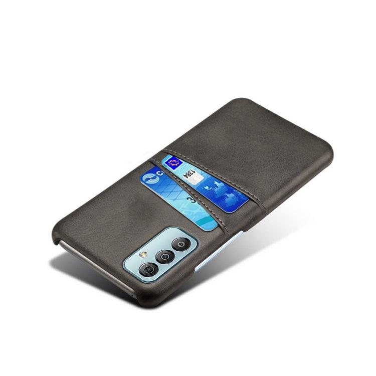 For Samsung Galaxy F23 5G Calf Texture PC + PU Leather Back Cover with Dual Card Slots