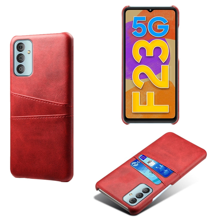 For Samsung Galaxy F23 5G Calf Texture PC + PU Leather Back Cover with Dual Card Slots