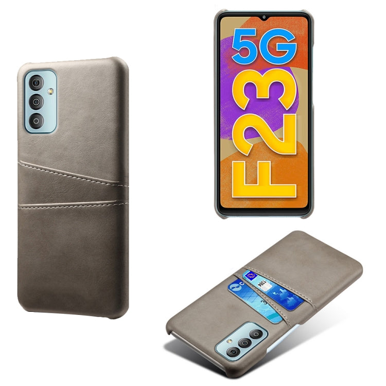 For Samsung Galaxy F23 5G Calf Texture PC + PU Leather Back Cover with Dual Card Slots