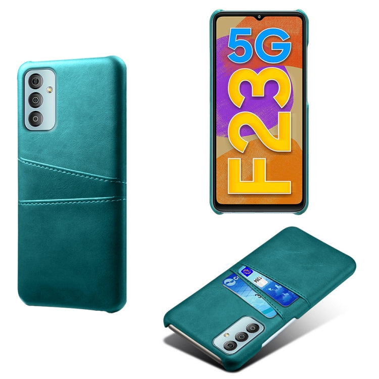 For Samsung Galaxy F23 5G Calf Texture PC + PU Leather Back Cover with Dual Card Slots