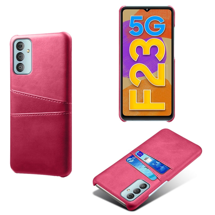 For Samsung Galaxy F23 5G Calf Texture PC + PU Leather Back Cover with Dual Card Slots