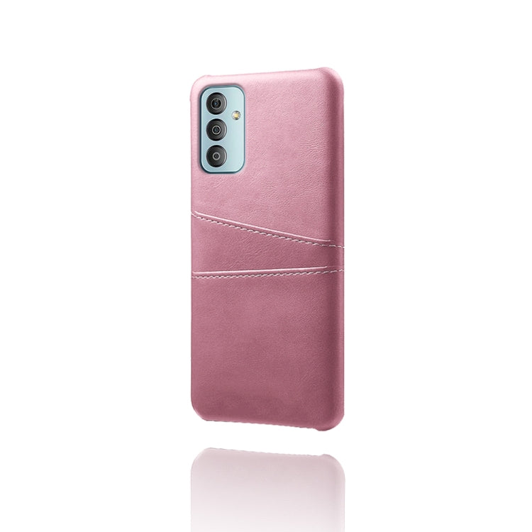 For Samsung Galaxy M23 5G Calf Texture PC + PU Leather Back Cover with Dual Card Slots