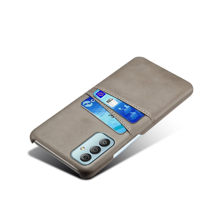For Samsung Galaxy M23 5G Calf Texture PC + PU Leather Back Cover with Dual Card Slots