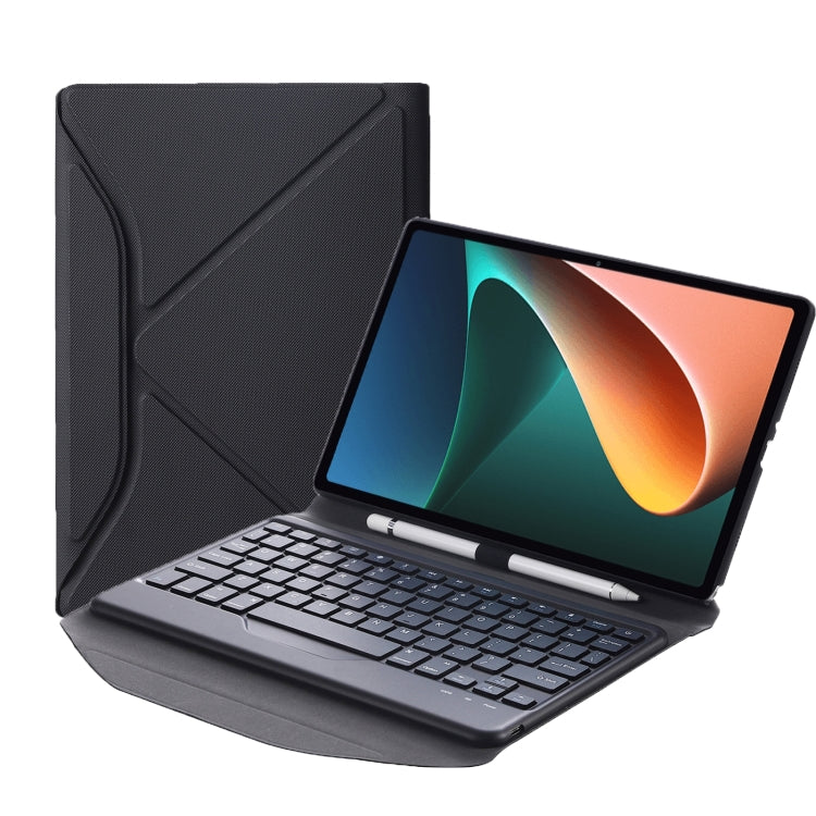 B0N5 Diamond Texture Bluetooth Keyboard Leather Case with Triangle Back Support For Xiaomi Pad 5 / 5 Pro