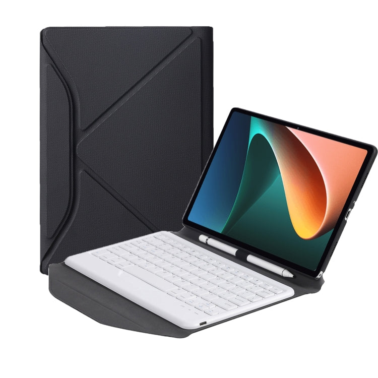 B0N5 Diamond Texture Bluetooth Keyboard Leather Case with Triangle Back Support For Xiaomi Pad 5 / 5 Pro