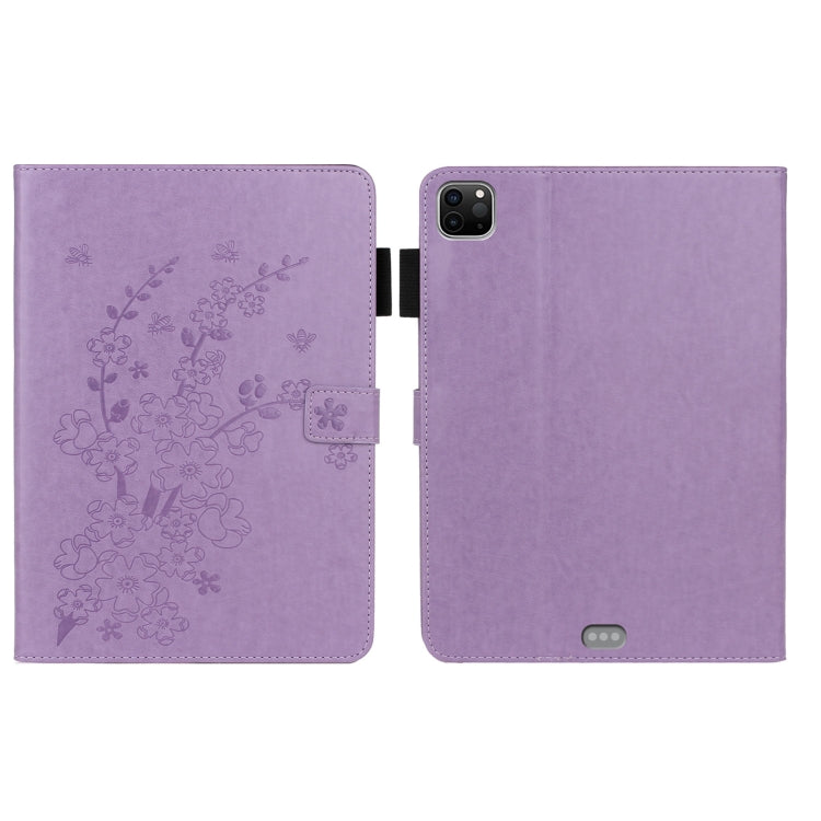 For iPad Pro 11 inch 2020 / 2018 Embossed Plum Bossom Pattern Smart Leather Tablet Case