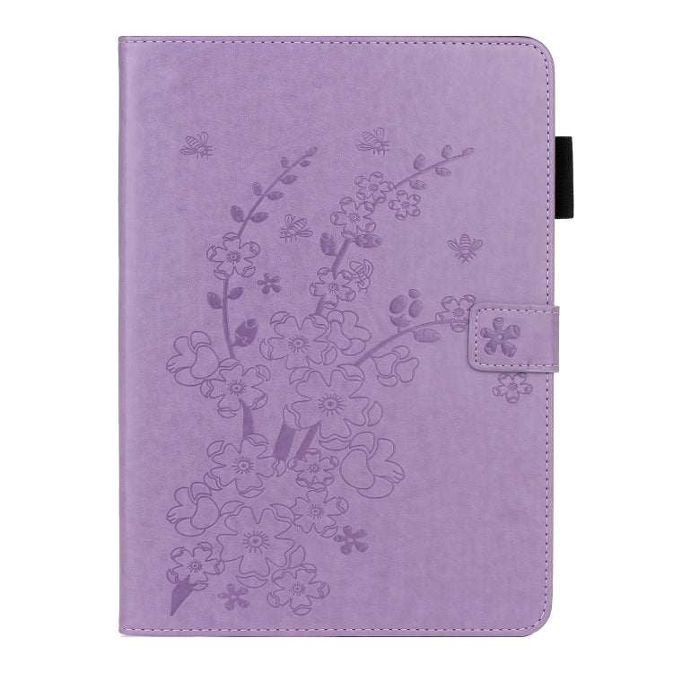 For iPad Pro 11 inch 2020 / 2018 Embossed Plum Bossom Pattern Smart Leather Tablet Case