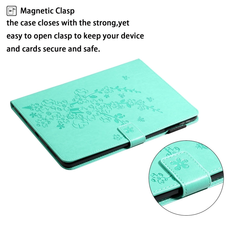 For iPad mini 6 Embossed Plum Bossom Pattern Smart Leather Tablet Case