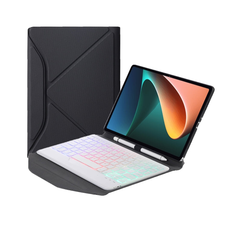 B0N5S Backlight Diamond Texture Bluetooth Keyboard Leather Case with Triangle Back Support For Xiaomi Pad 5 / 5 Pro