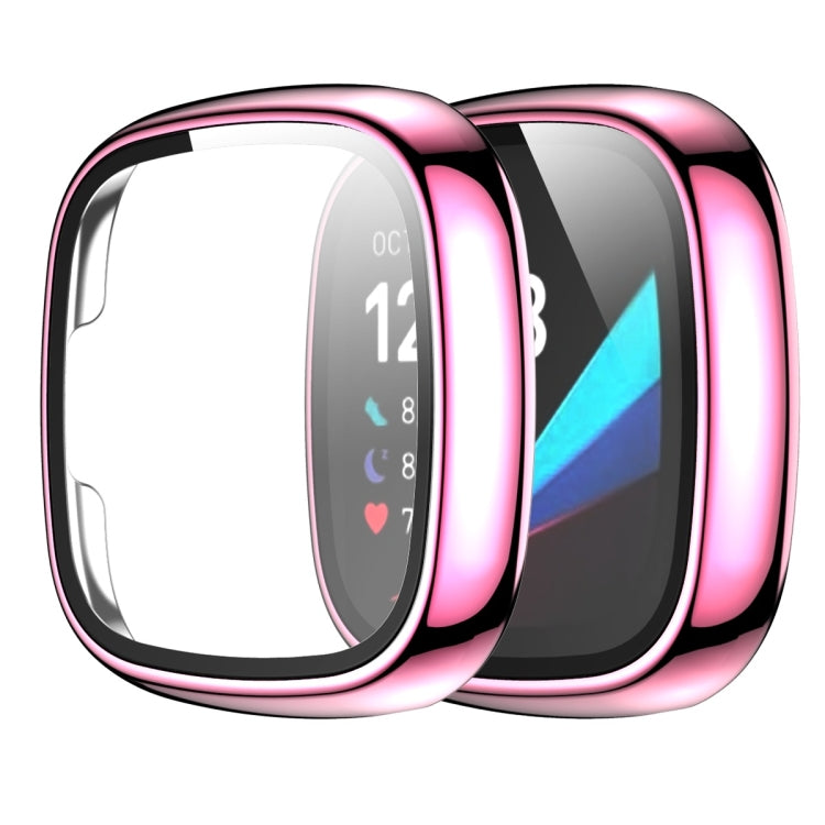For Fitbit Versa 3 / Fitbit Sense Electroplated PC +Tempered Glass Watch Case