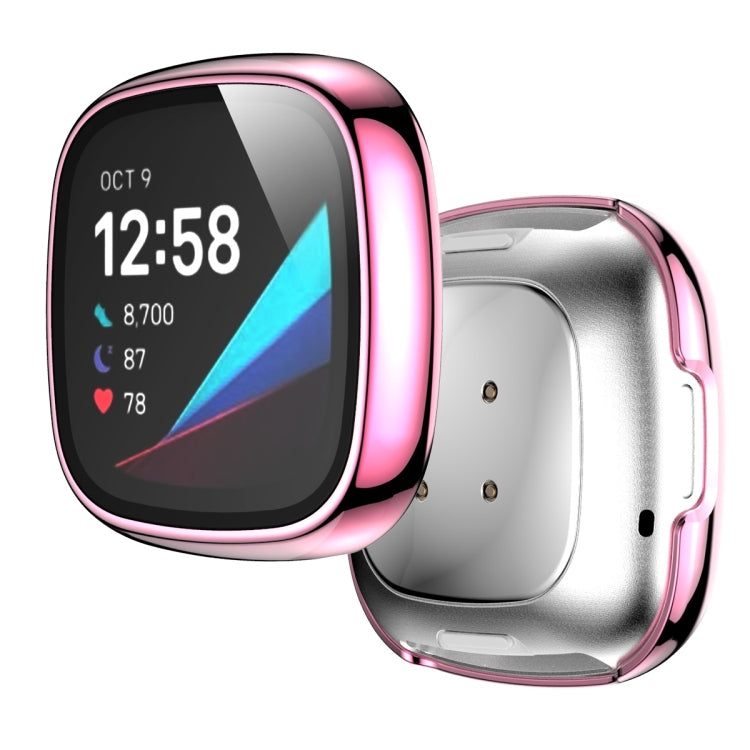 For Fitbit Versa 3 / Fitbit Sense Electroplated PC +Tempered Glass Watch Case