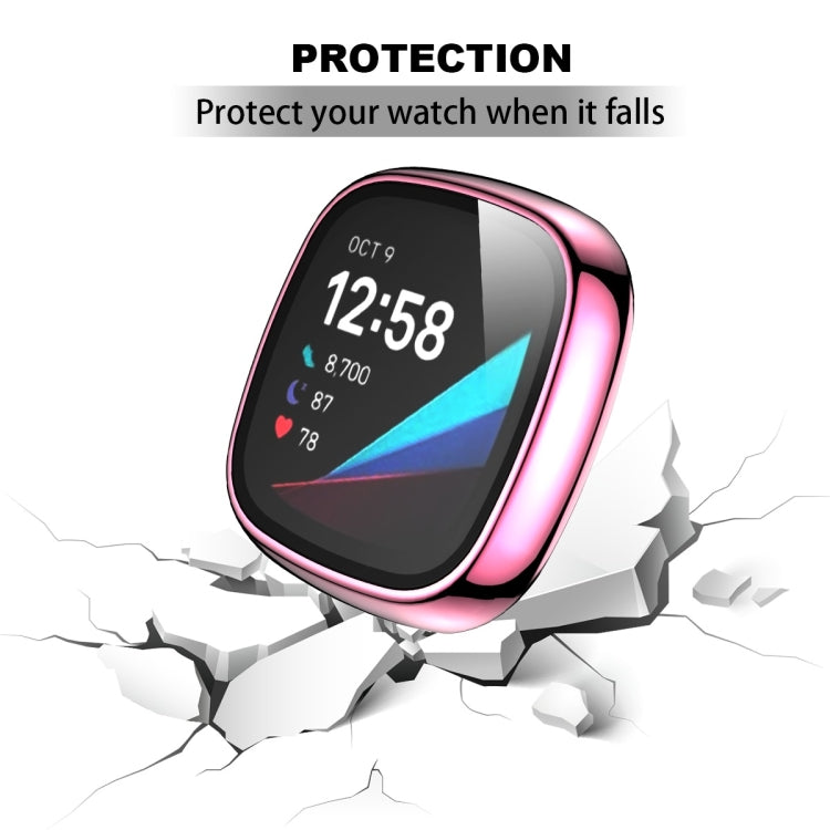 For Fitbit Versa 3 / Fitbit Sense Electroplated PC +Tempered Glass Watch Case