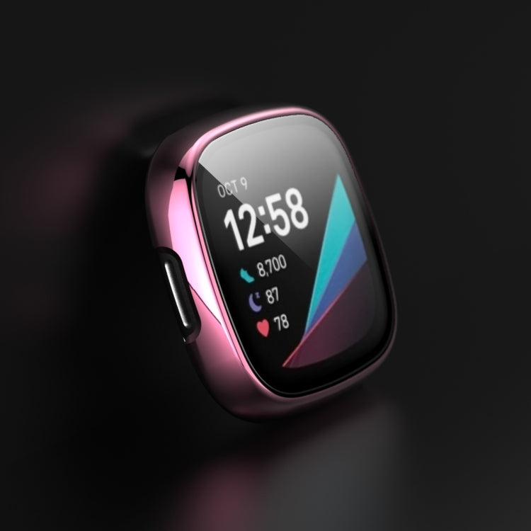 For Fitbit Versa 3 / Fitbit Sense Electroplated PC +Tempered Glass Watch Case