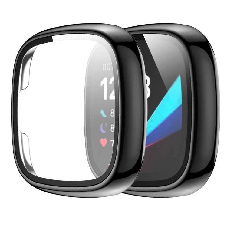 For Fitbit Versa 3 / Fitbit Sense Electroplated PC +Tempered Glass Watch Case