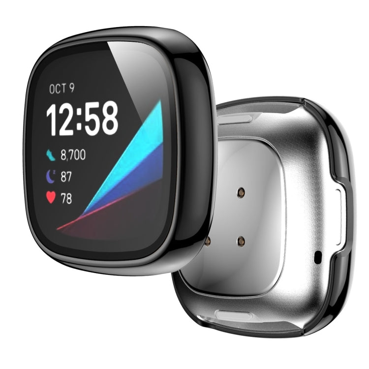 For Fitbit Versa 3 / Fitbit Sense Electroplated PC +Tempered Glass Watch Case