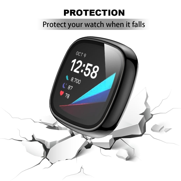 For Fitbit Versa 3 / Fitbit Sense Electroplated PC +Tempered Glass Watch Case