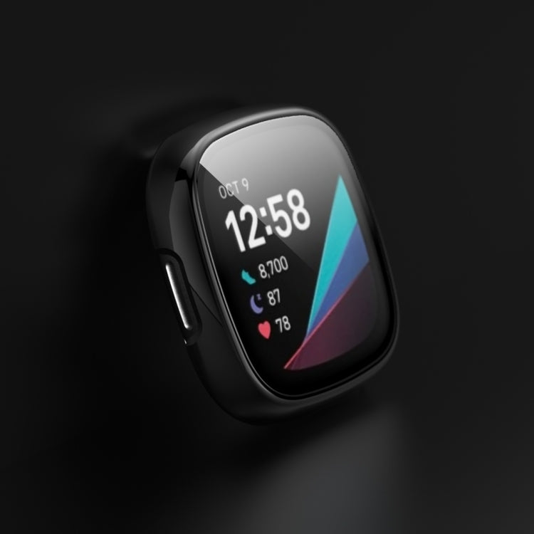 For Fitbit Versa 3 / Fitbit Sense Electroplated PC +Tempered Glass Watch Case