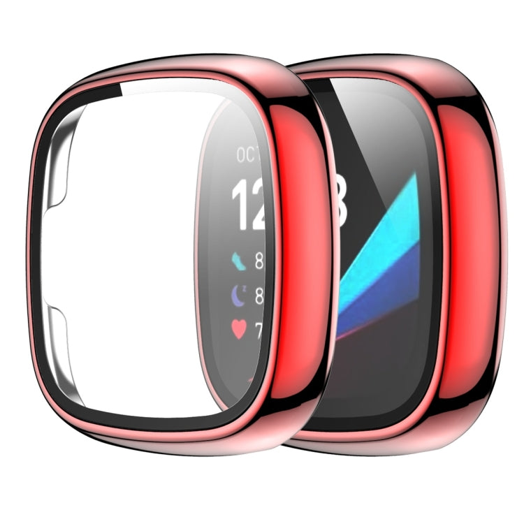 For Fitbit Versa 3 / Fitbit Sense Electroplated PC +Tempered Glass Watch Case
