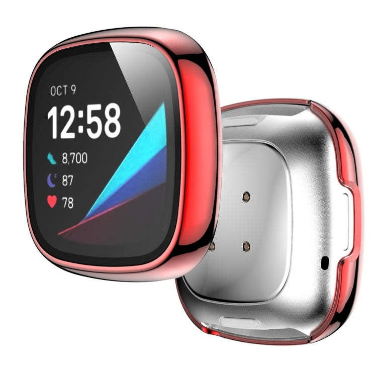For Fitbit Versa 3 / Fitbit Sense Electroplated PC +Tempered Glass Watch Case