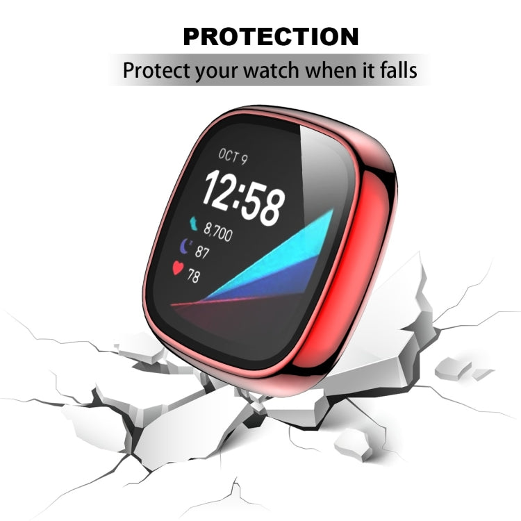 For Fitbit Versa 3 / Fitbit Sense Electroplated PC +Tempered Glass Watch Case