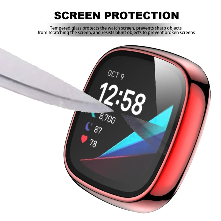 For Fitbit Versa 3 / Fitbit Sense Electroplated PC +Tempered Glass Watch Case