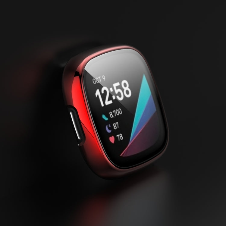 For Fitbit Versa 3 / Fitbit Sense Electroplated PC +Tempered Glass Watch Case