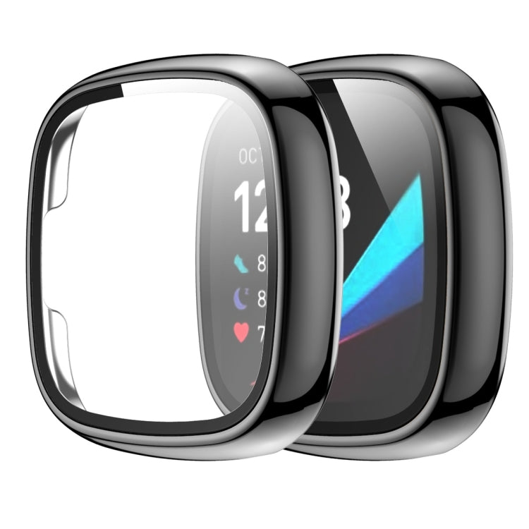 For Fitbit Versa 3 / Fitbit Sense Electroplated PC +Tempered Glass Watch Case