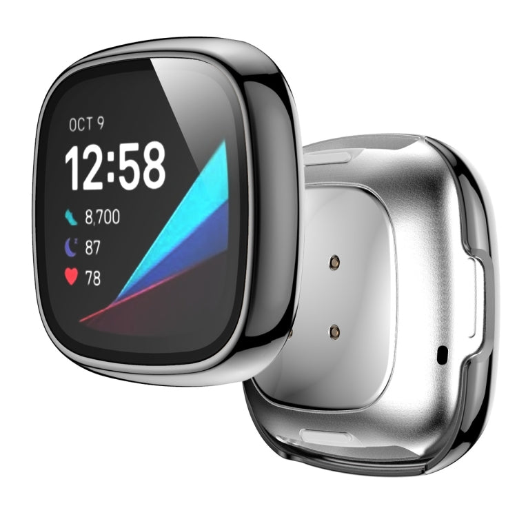 For Fitbit Versa 3 / Fitbit Sense Electroplated PC +Tempered Glass Watch Case