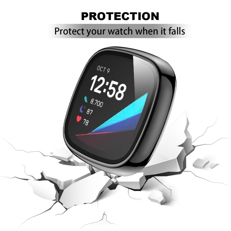 For Fitbit Versa 3 / Fitbit Sense Electroplated PC +Tempered Glass Watch Case
