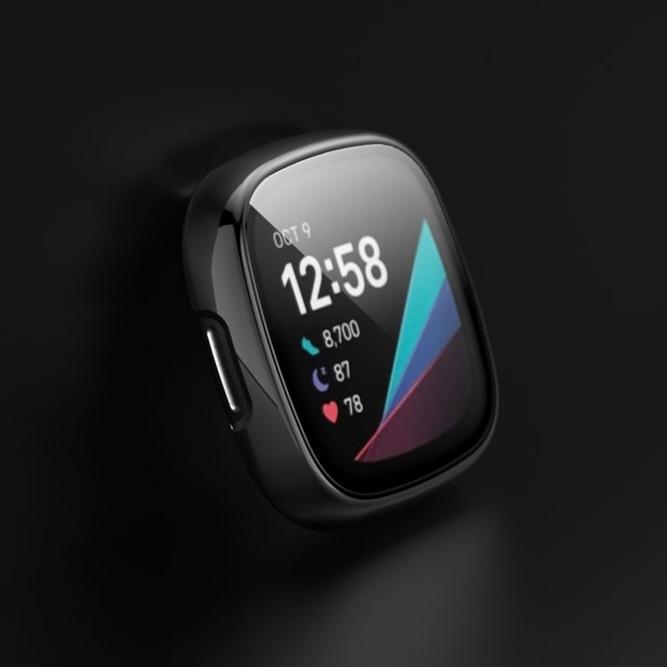 For Fitbit Versa 3 / Fitbit Sense Electroplated PC +Tempered Glass Watch Case