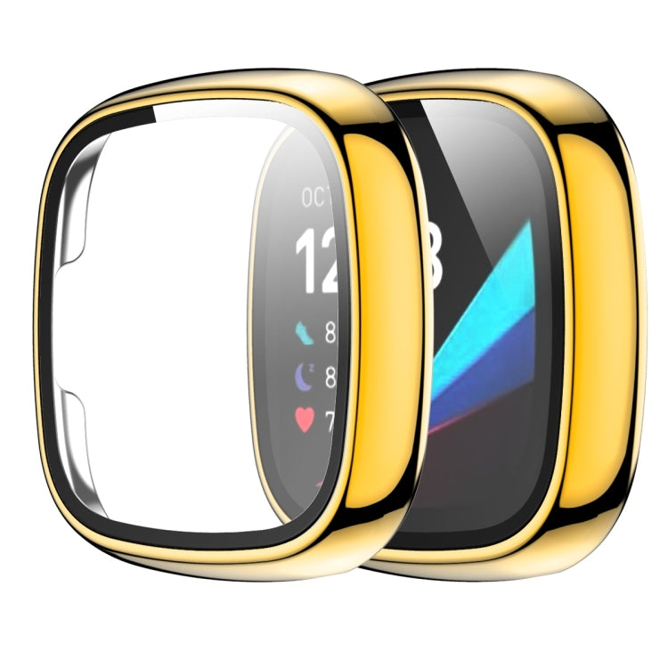 For Fitbit Versa 3 / Fitbit Sense Electroplated PC +Tempered Glass Watch Case