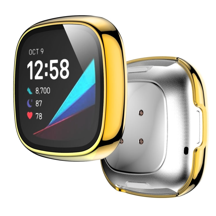 For Fitbit Versa 3 / Fitbit Sense Electroplated PC +Tempered Glass Watch Case