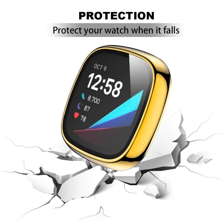 For Fitbit Versa 3 / Fitbit Sense Electroplated PC +Tempered Glass Watch Case