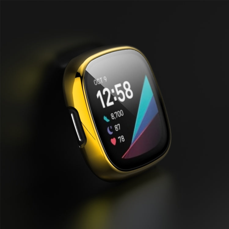 For Fitbit Versa 3 / Fitbit Sense Electroplated PC +Tempered Glass Watch Case