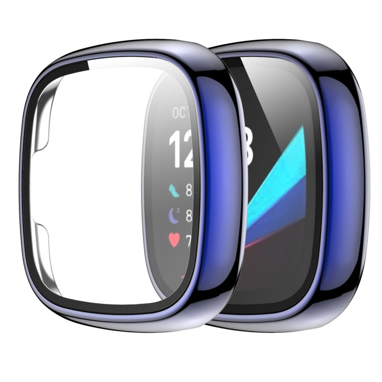 For Fitbit Versa 3 / Fitbit Sense Electroplated PC +Tempered Glass Watch Case