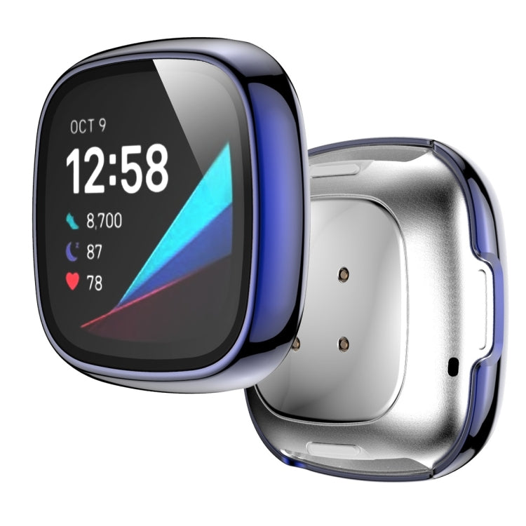 For Fitbit Versa 3 / Fitbit Sense Electroplated PC +Tempered Glass Watch Case