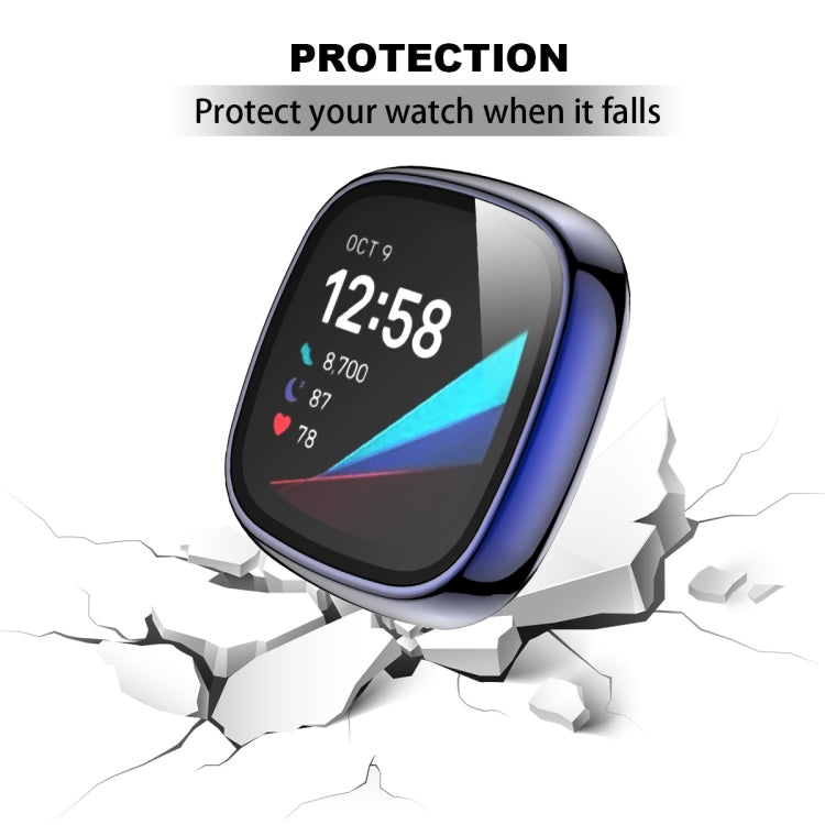 For Fitbit Versa 3 / Fitbit Sense Electroplated PC +Tempered Glass Watch Case