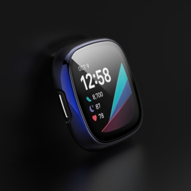 For Fitbit Versa 3 / Fitbit Sense Electroplated PC +Tempered Glass Watch Case
