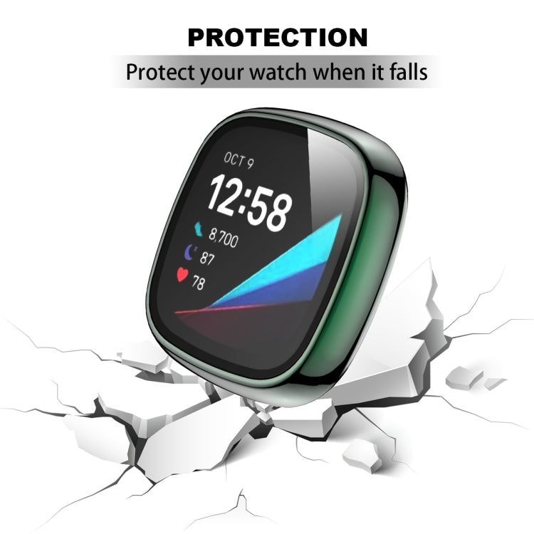 For Fitbit Versa 3 / Fitbit Sense Electroplated PC +Tempered Glass Watch Case