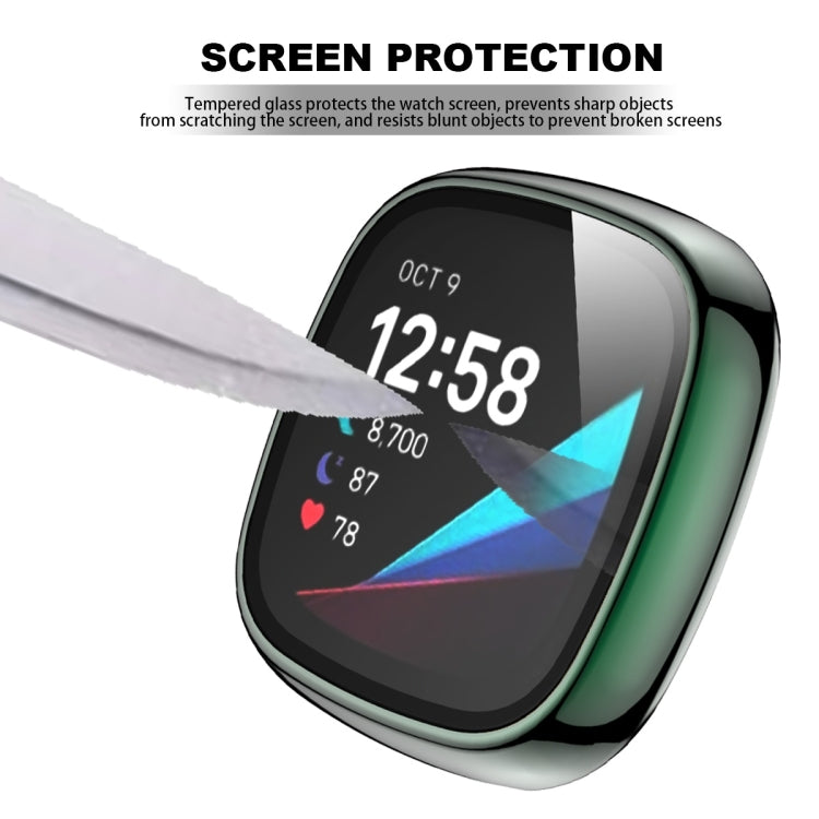 For Fitbit Versa 3 / Fitbit Sense Electroplated PC +Tempered Glass Watch Case