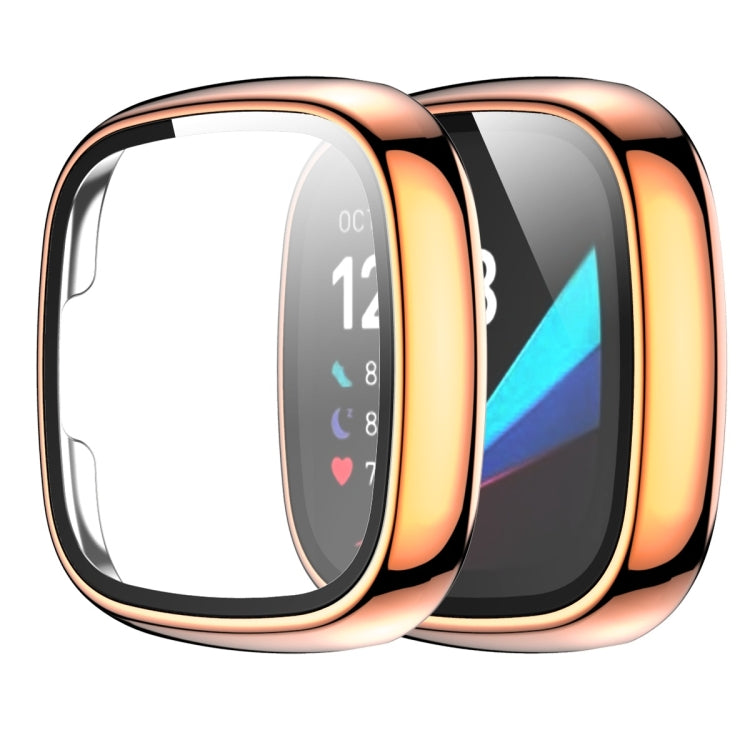 For Fitbit Versa 3 / Fitbit Sense Electroplated PC +Tempered Glass Watch Case