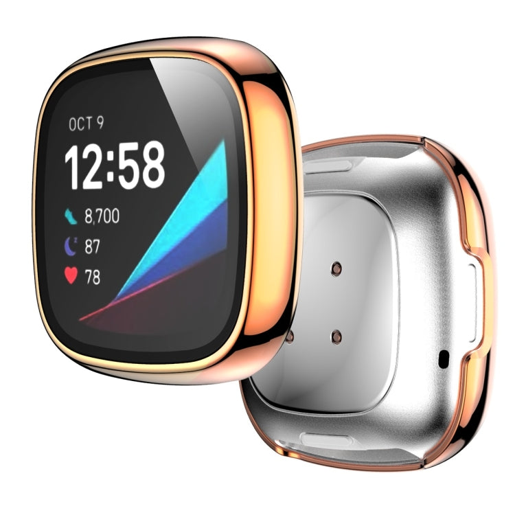 For Fitbit Versa 3 / Fitbit Sense Electroplated PC +Tempered Glass Watch Case