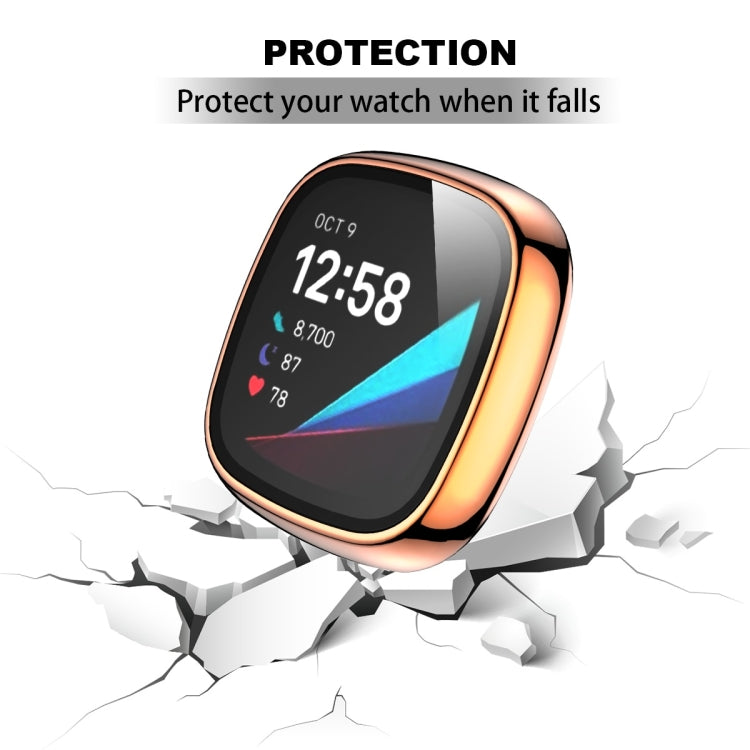 For Fitbit Versa 3 / Fitbit Sense Electroplated PC +Tempered Glass Watch Case